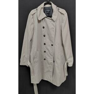 ANN TAYLOR Trench Coat Beige Solid Long Sleeve Women Size XL